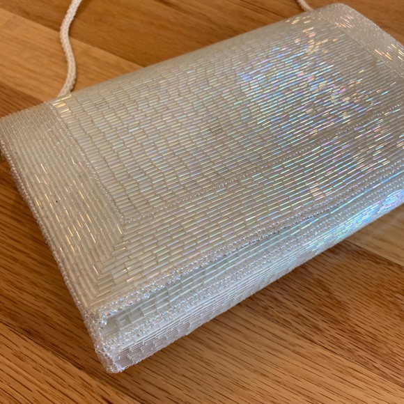 White Beaded Evening Purse - Picture 3 of 5